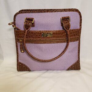 Samantha Brown Lavender Tweed Brown Faux Croc Tote/Travel Handbag